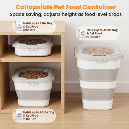 Dog Food Storage Container With Wheels, Collapsible Pet Food Storage Container With Clear Window, Measuring Cup &amp; Scoop, BPA Free Cat Food Container For Rice, Flour, Grain, Bird Seed