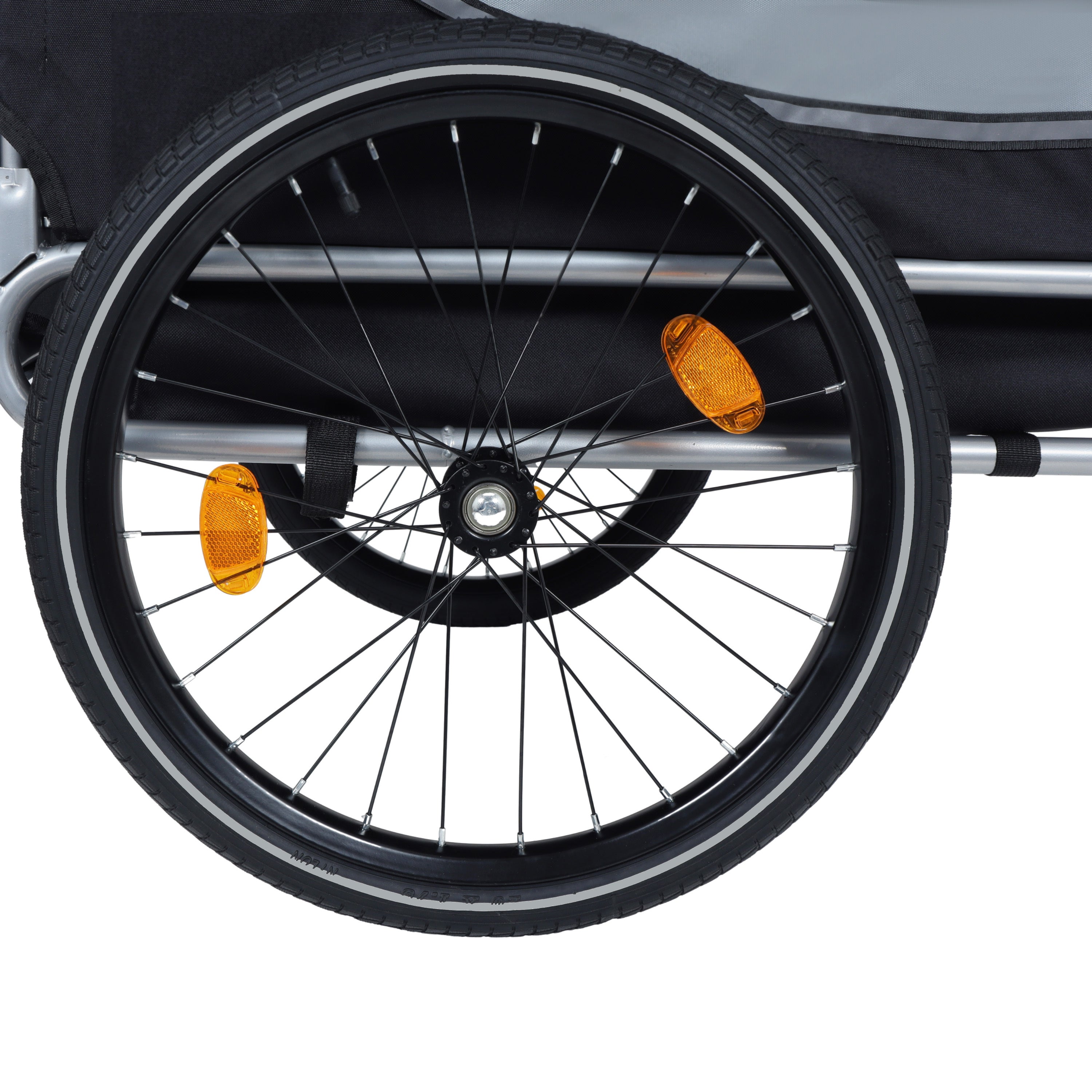 Large Folding Bike Trailer for Dogs – 66LB Capacity All-Terrain Pet Carrier, Durable Steel Frame for Cycling, Jogging, Camping &amp; Outdoor Adventures, Black- Gray