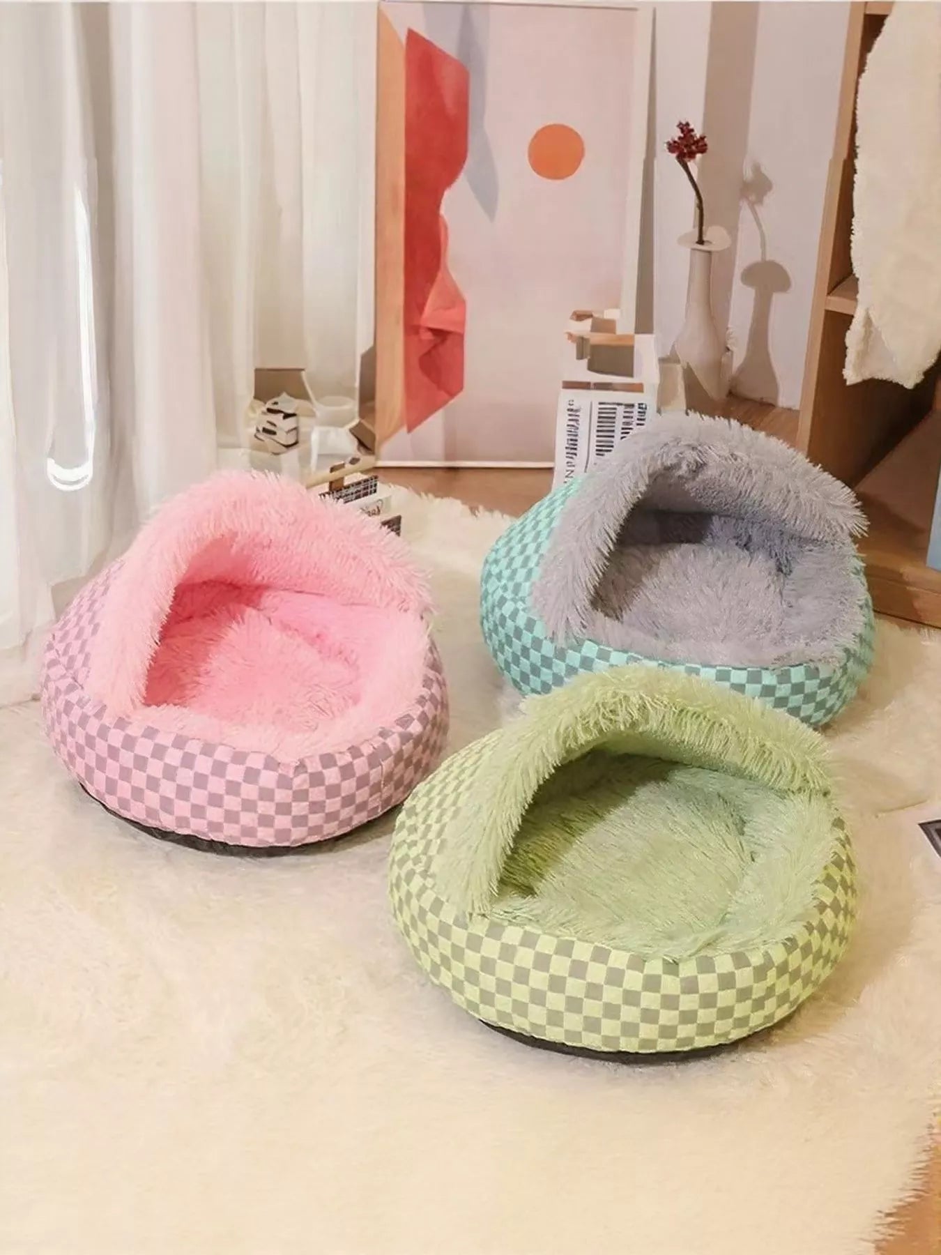 Cozy Cave Pet Nest with Plush Interior