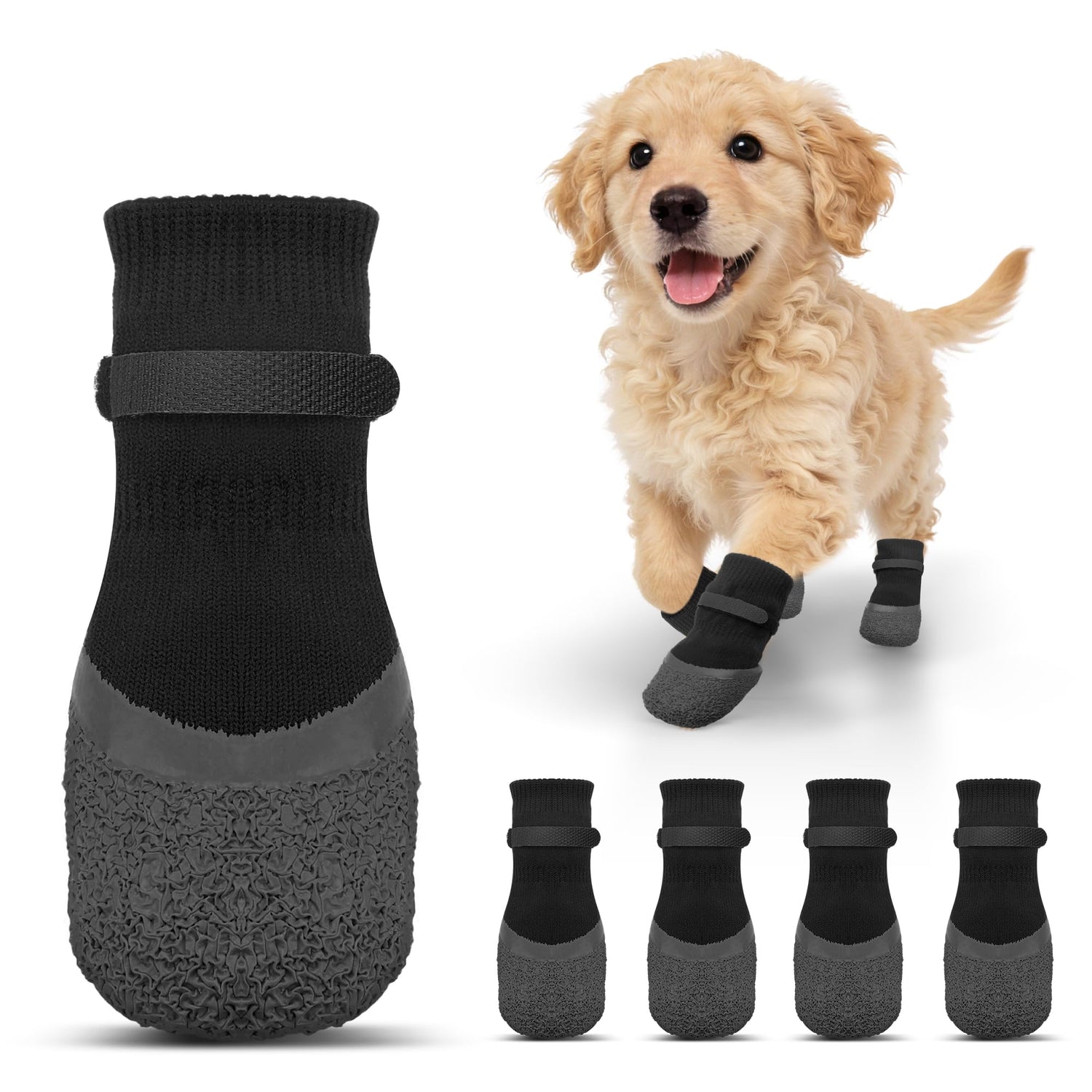 Anti Slip Dog Socks For Hardwood Floors To Prevent Licking Paws, Dog Shoes For Hot Pavement Double Sides Dog Boots &amp; Paw Protectors Booties -4Pcs
