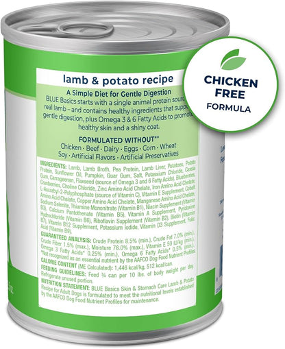 Blue Buffalo Basics Adult Grain-Free Lamb &amp; Potato, Limited Ingredient Diet Wet Dog Food (12.5oz)