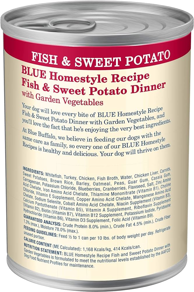 Blue Buffalo Adult Homestyle Fish &amp; Sweet Potato with Garden Vegetables Wet Dog Cans (12.5oz)