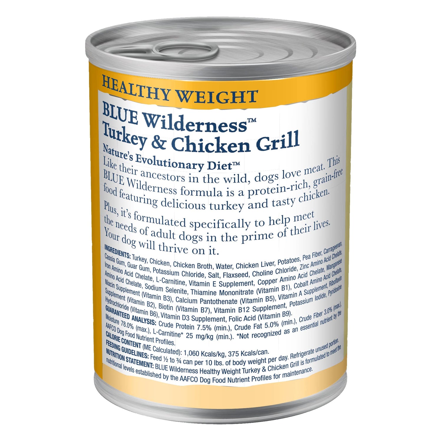 Blue Buffalo Wilderness Adult Grain-Free Healthy Weight Turkey &amp; Chicken Wet Dog Can (12.5oz)