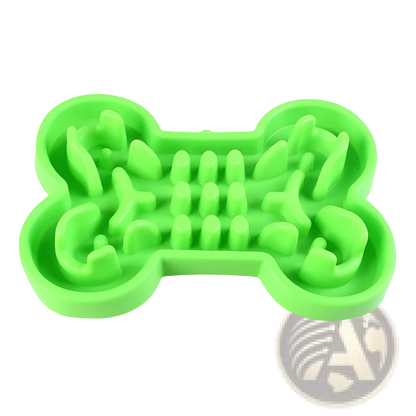 Bone Puzzle Slow Feeder Dog Bowl Blue Silicone