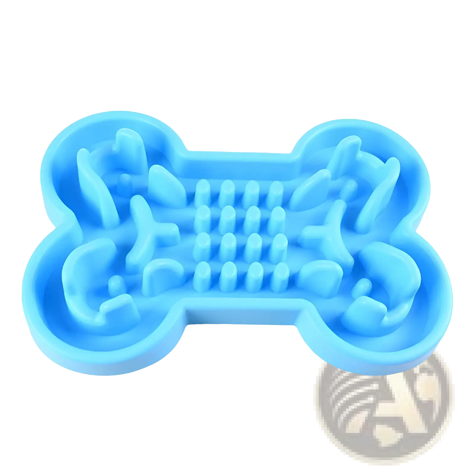 Bone Puzzle Slow Feeder Dog Bowl Blue Silicone
