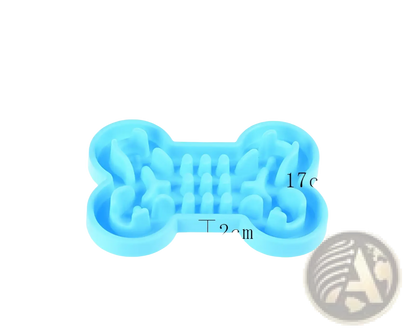 Bone Puzzle Slow Feeder Dog Bowl Blue Silicone