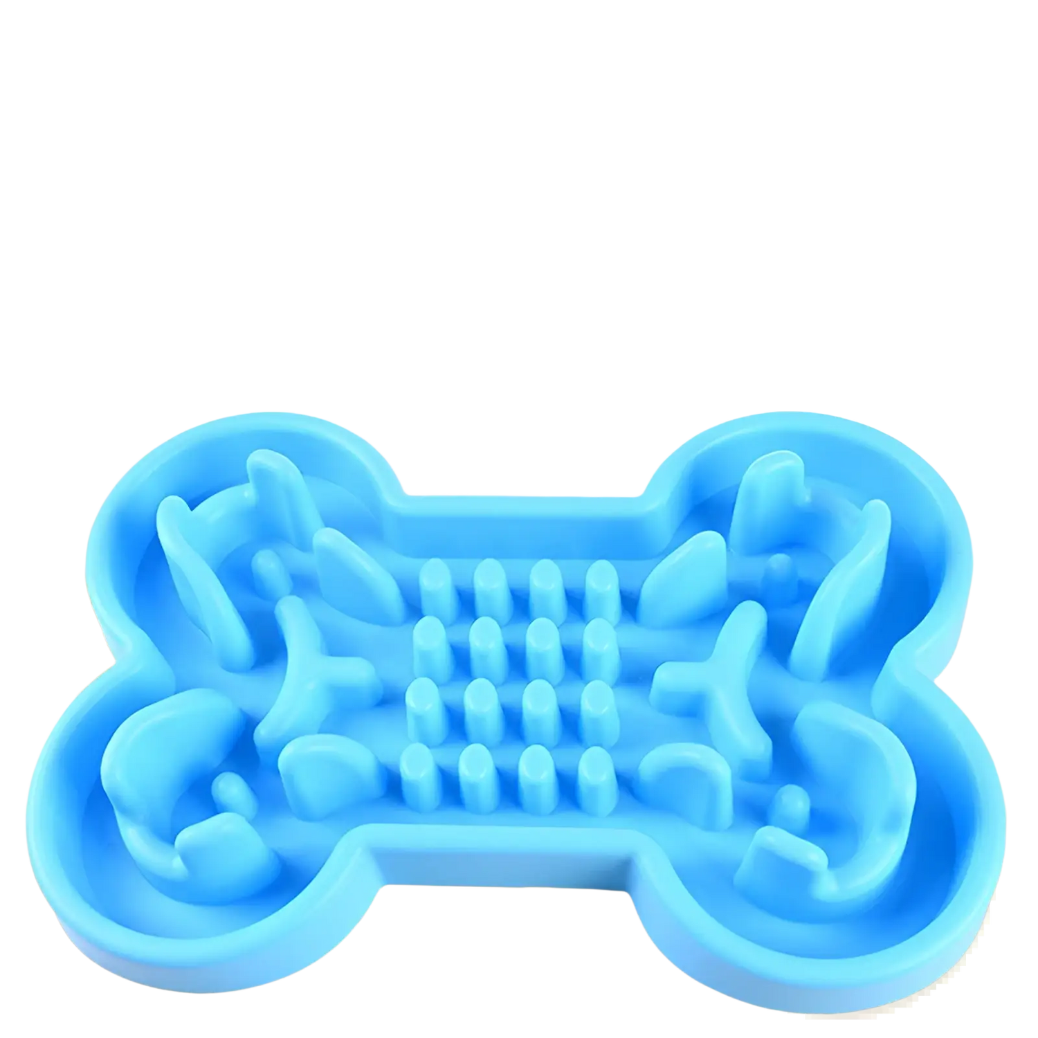 Bone Puzzle Slow Feeder Dog Bowl Blue Silicone
