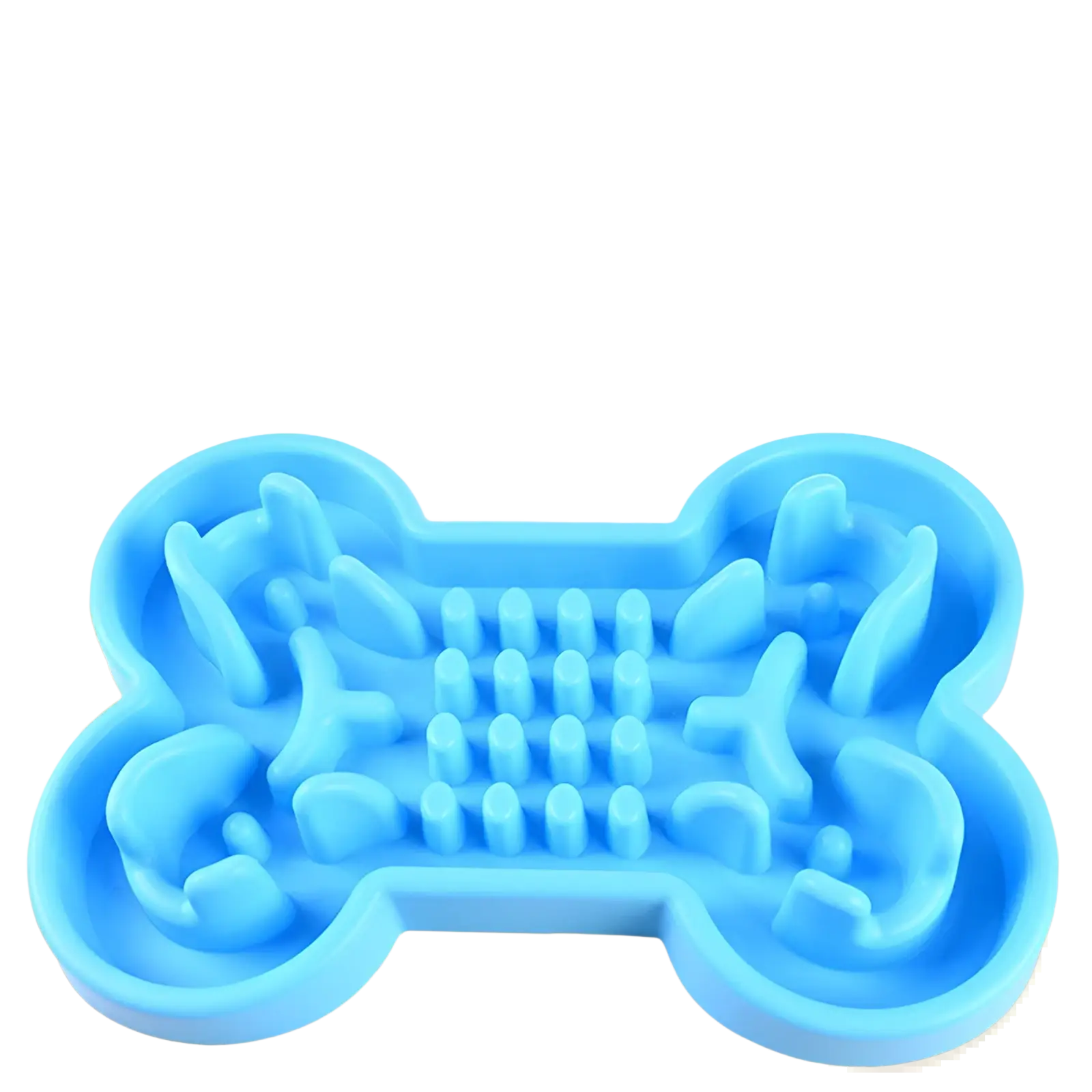 Bone Puzzle Slow Feeder Dog Bowl Blue Silicone