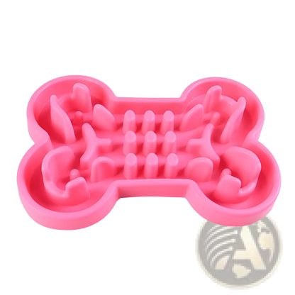 Bone Puzzle Slow Feeder Dog Bowl Blue Silicone