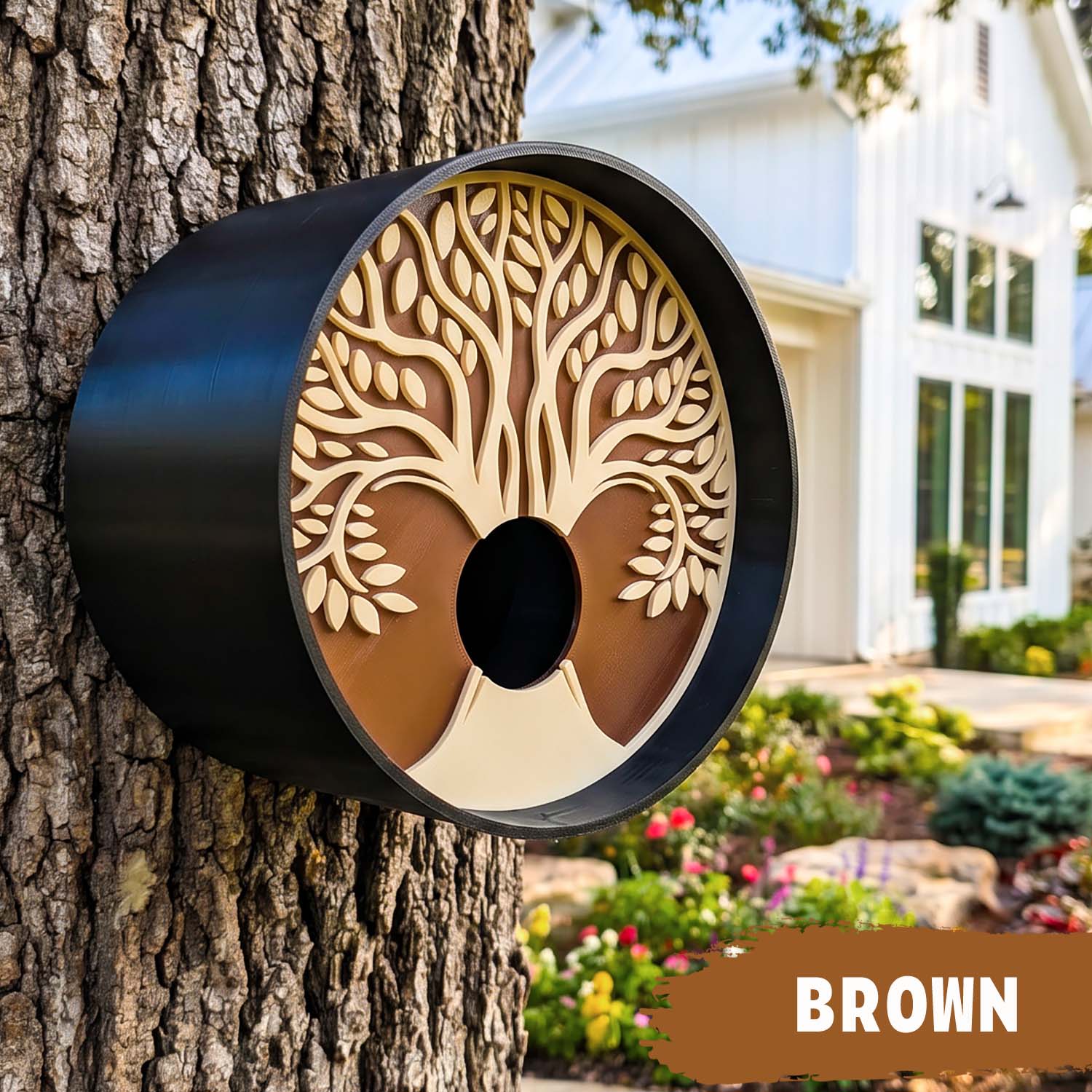 ADG42 Tranquil Tree Modern Round Birdhouses with Easy Maintenance Clean Out