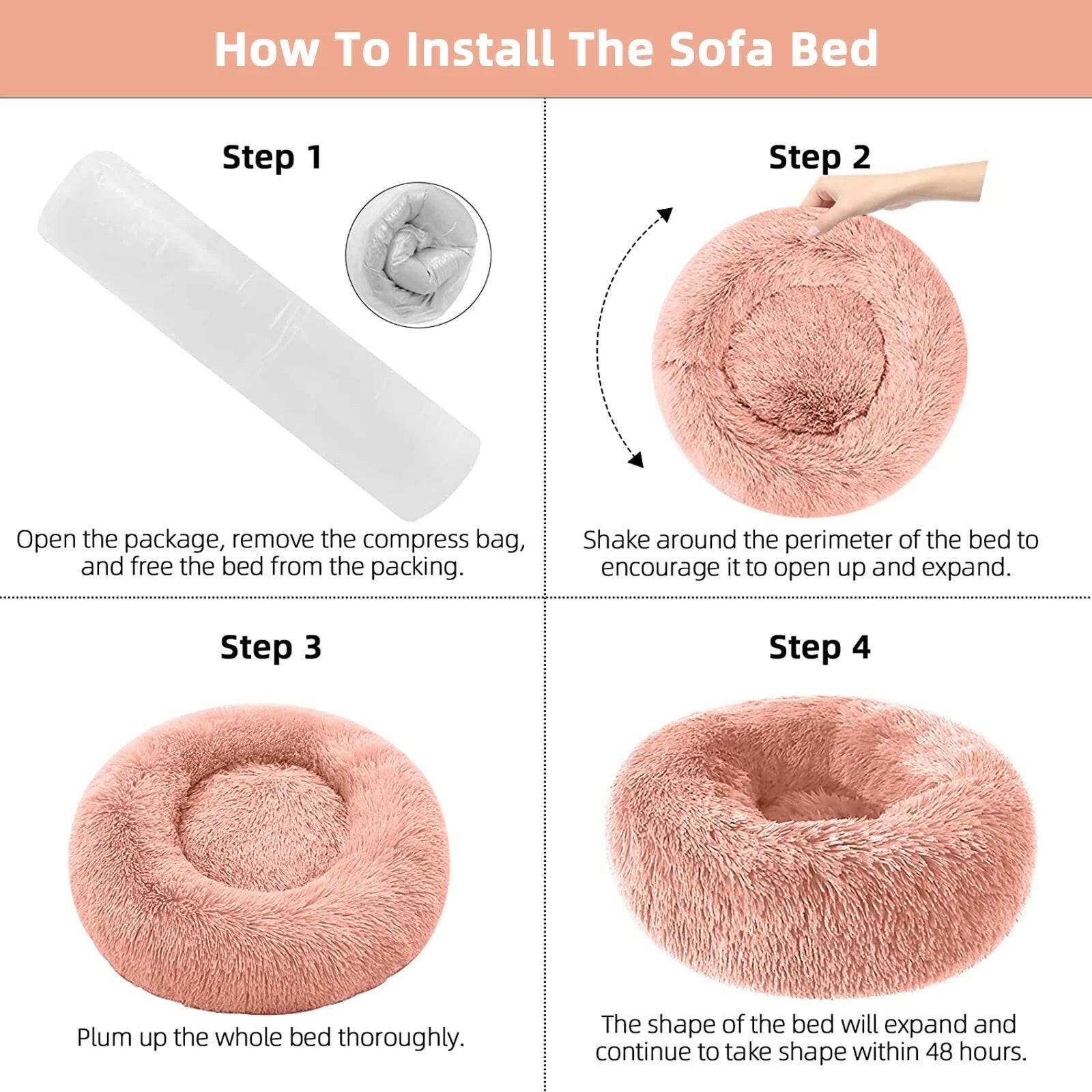 Cozy Donut Dog Bed: Anti-Anxiety &amp; Self-Warming Comfort