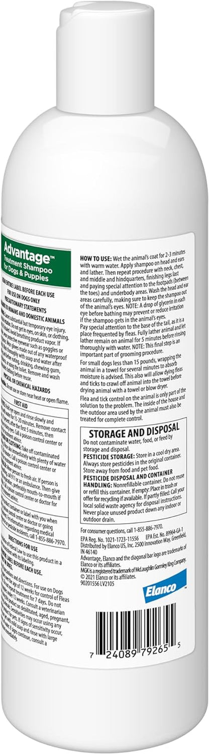 12 Oz Flea &amp; Tick Shampoo for Puppies &amp; Adult Dogs .