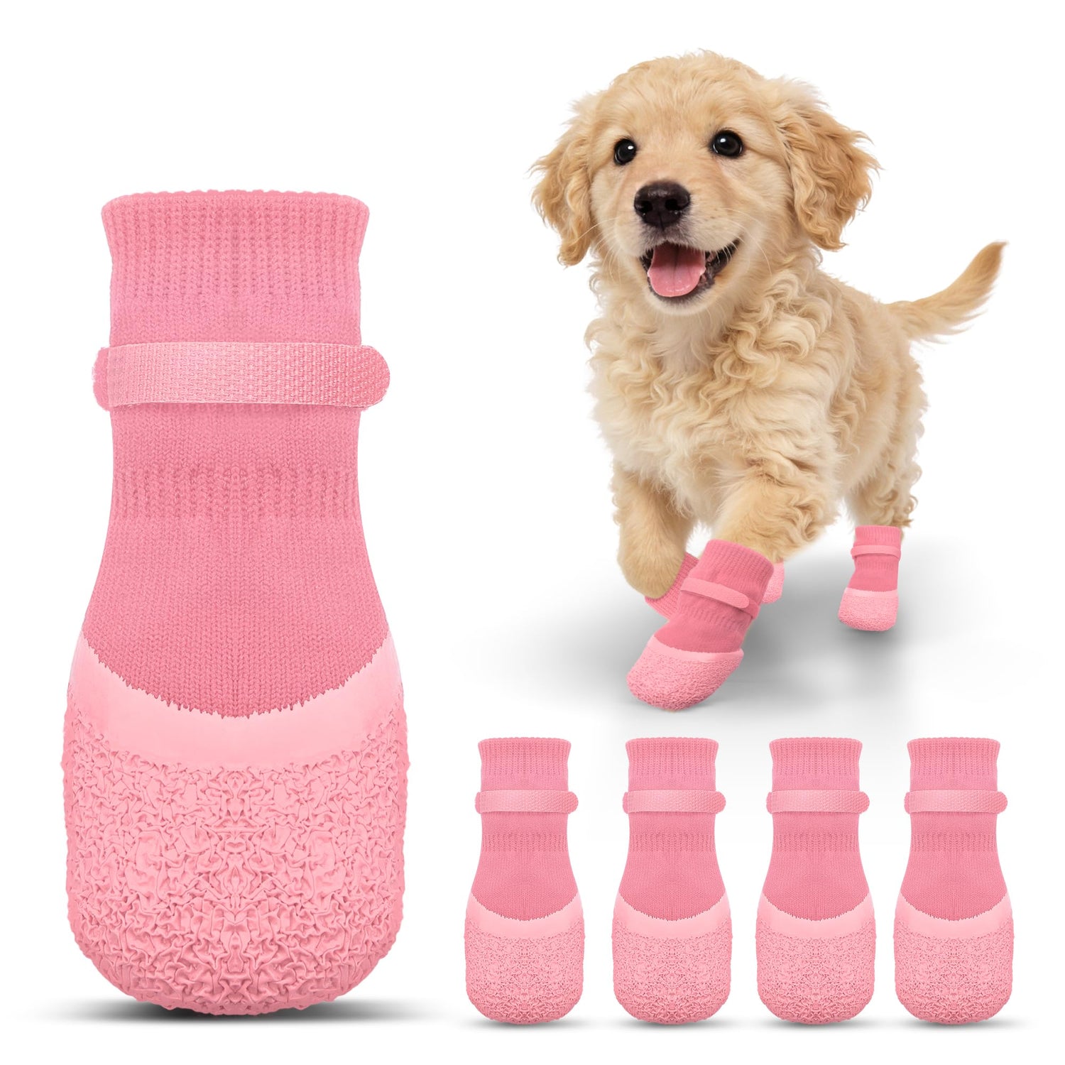 Anti Slip Dog Socks For Hardwood Floors To Prevent Licking Paws, Dog Shoes For Hot Pavement Double Sides Dog Boots &amp; Paw Protectors Booties -4Pcs