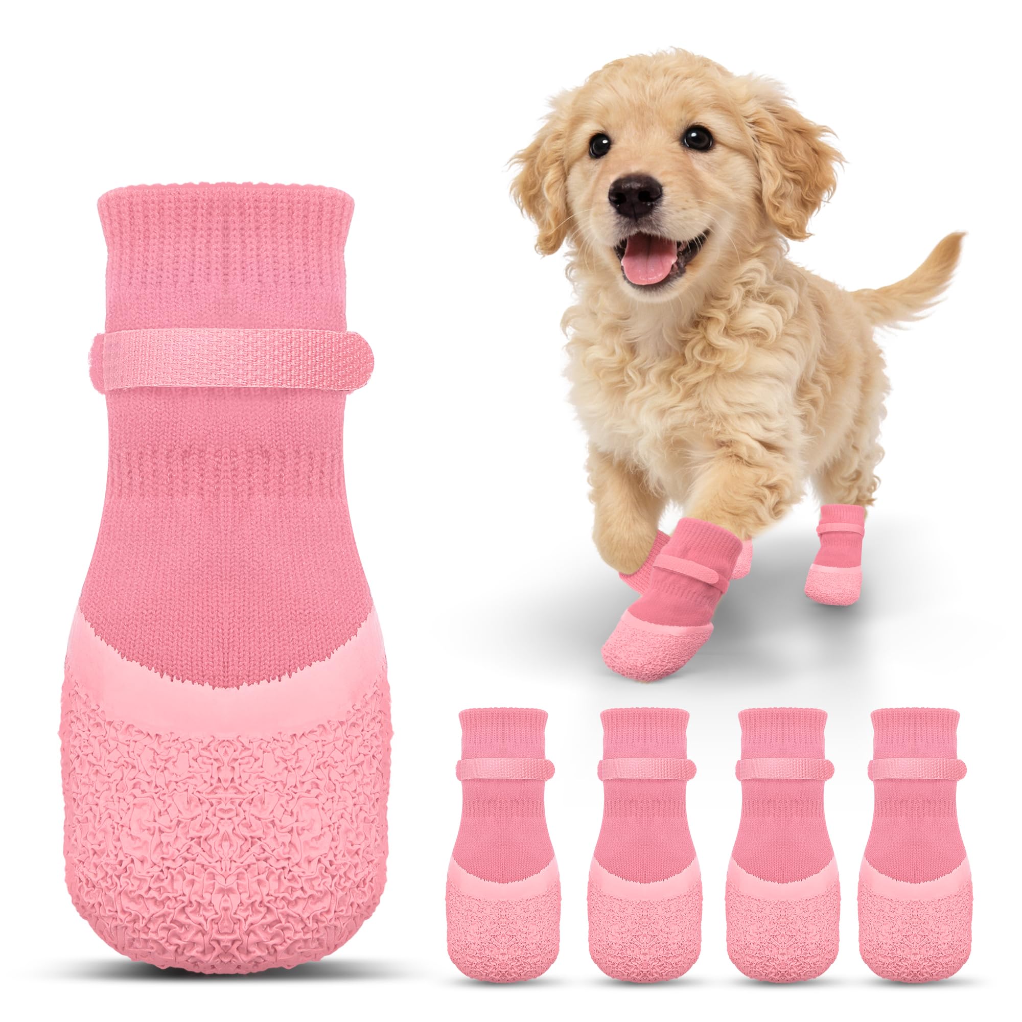 Anti Slip Dog Socks For Hardwood Floors To Prevent Licking Paws, Dog Shoes For Hot Pavement Double Sides Dog Boots &amp; Paw Protectors Booties -4Pcs