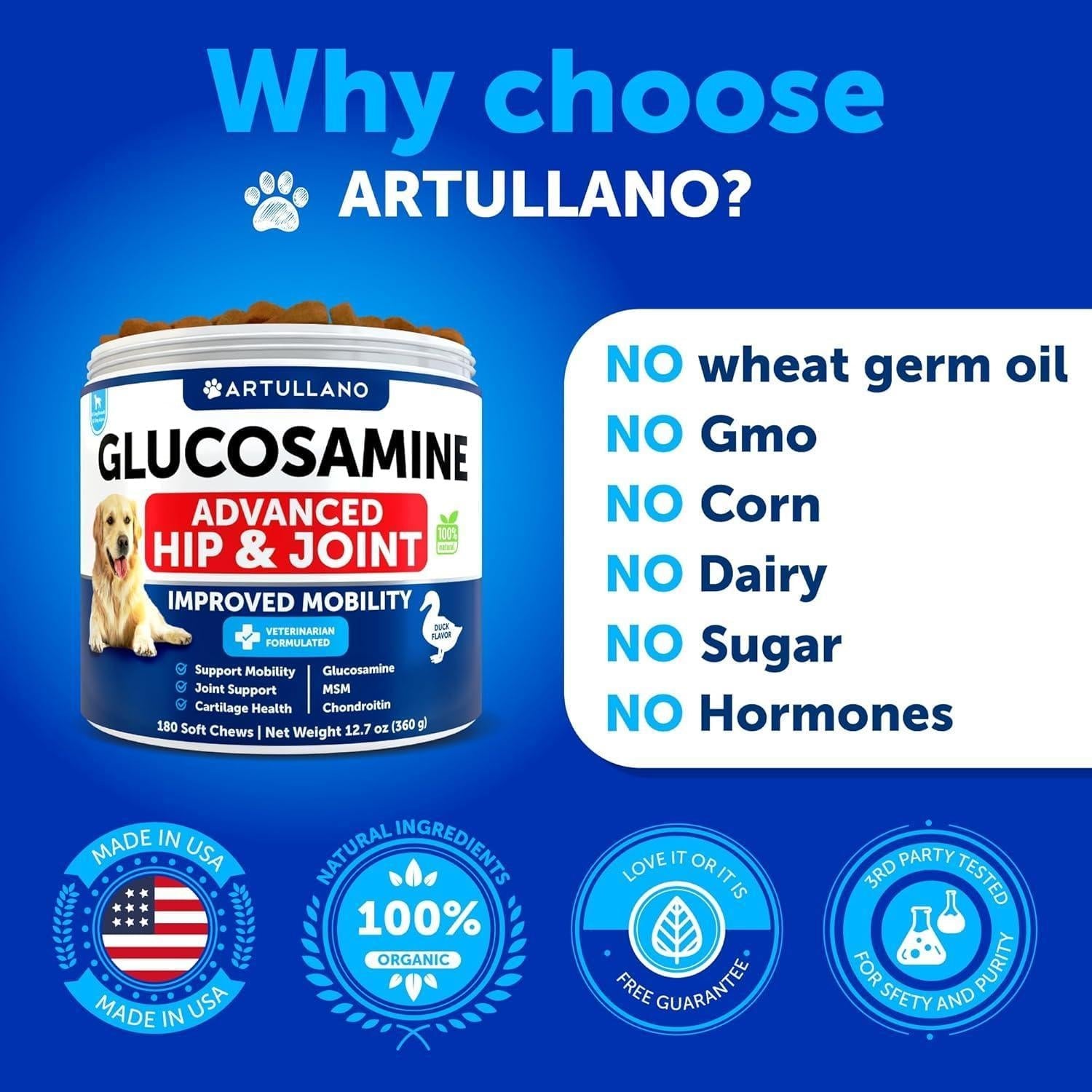 Glucosamine for Dogs Hip &amp; Joint Chews Arthritis Support