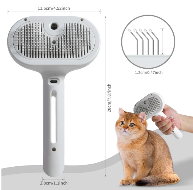 Pet Hair Spray Brush – 2-in-1 Grooming Spray Comb for Dogs &amp; Cats | Removes Shedding &amp; Detangles