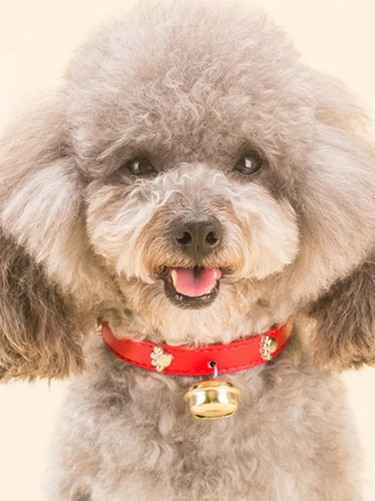 Leather Pet Collar with Bell