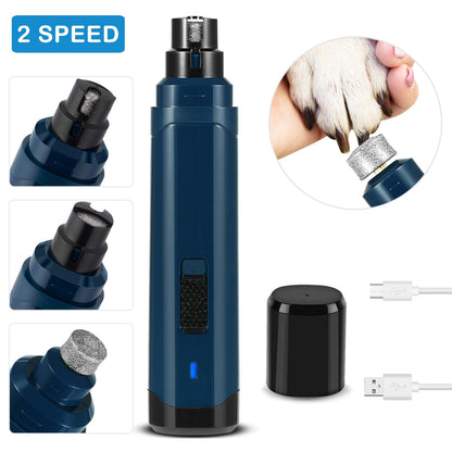 Dog Nail Grinder 2 Speeds Quiet USB Rechargeable Pet Nail Grinder Professional Pet Nail Trimmer Cordless Paws Grooming &amp; Smoothing Claw Care for Small