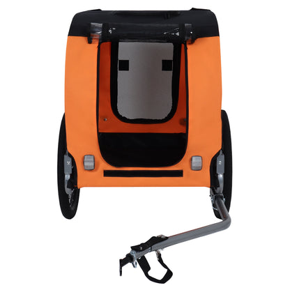 Large Folding Bike Trailer for Dogs – 66LB Capacity All-Terrain Pet Carrier, Durable Steel Frame for Cycling, Jogging, Camping &amp; Outdoor Adventures, Black-Orange
