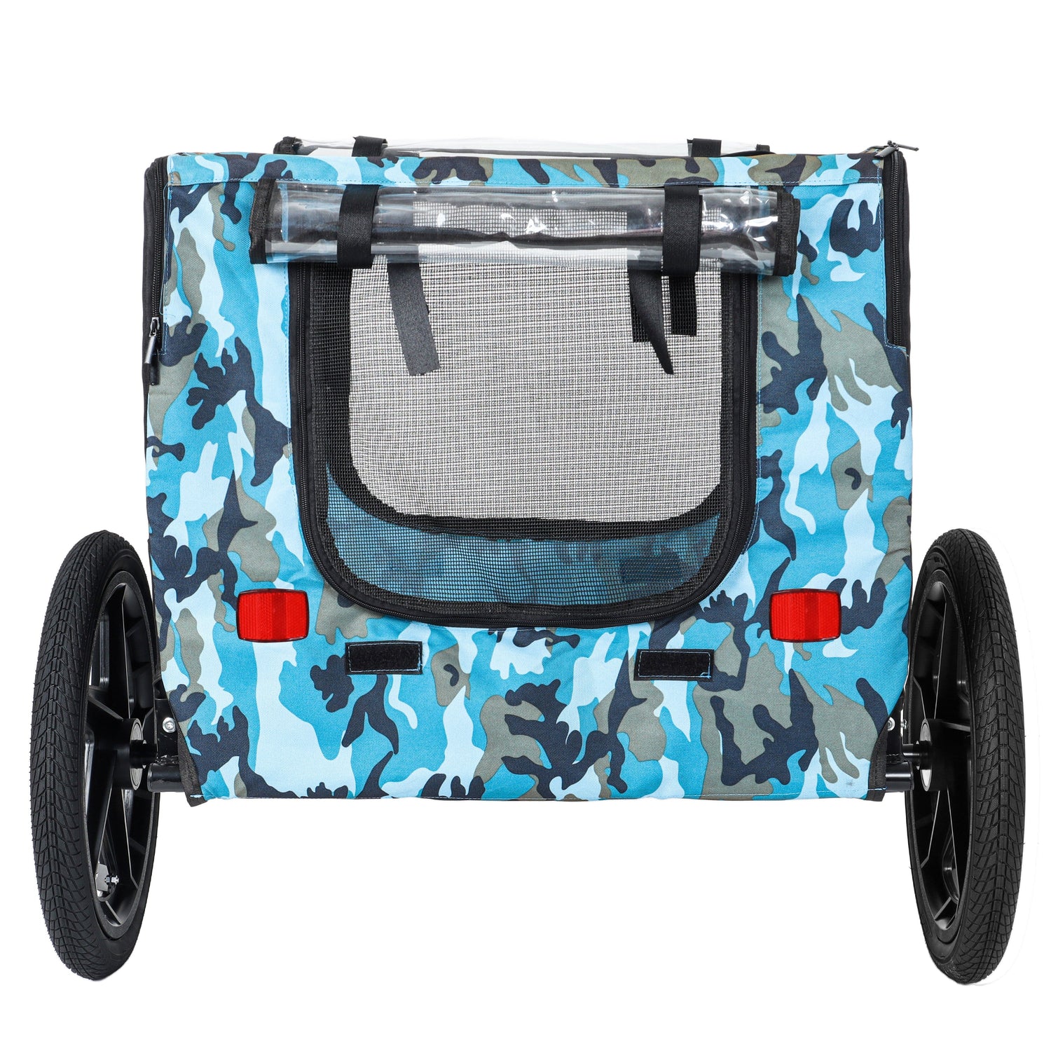 Outdoor Heavy Duty Collapsible Pet Bike Trailer with 16-Inch All-Terrain Wheels &amp; Universal Hitch – Foldable Dog/Cargo Carrier Cart for Bicycles, blue+black