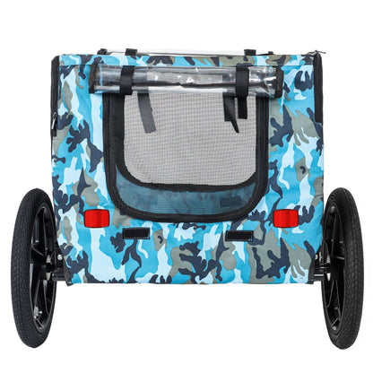 Outdoor Heavy Duty Collapsible Pet Bike Trailer with 16-Inch All-Terrain Wheels &amp; Universal Hitch – Foldable Dog/Cargo Carrier Cart for Bicycles, blue+black