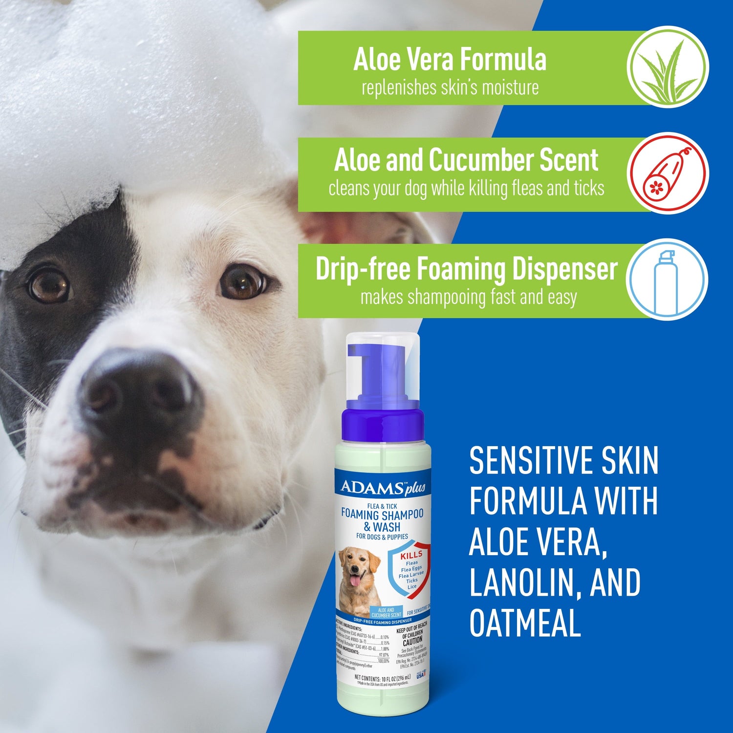 Keep Your Dog Happy and Flea-Free with ADAMS Plus Flea &amp; Tick Foaming Shampoo &amp; Wash - 2 Pack for Sensitive Skin!