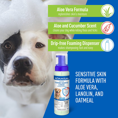 Keep Your Dog Happy and Flea-Free with ADAMS Plus Flea &amp; Tick Foaming Shampoo &amp; Wash - 2 Pack for Sensitive Skin!