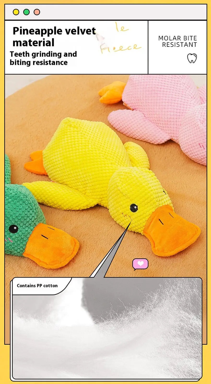Calming Duck Toy for Dogs Anxiety Relief Quacking Plush
