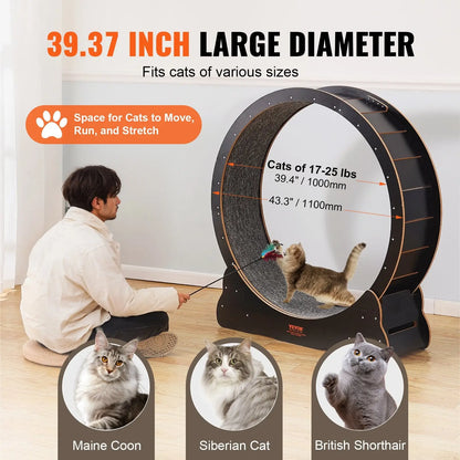 Cat Exercise Wheel 43.3 Inch Wooden Silent Treadmill
