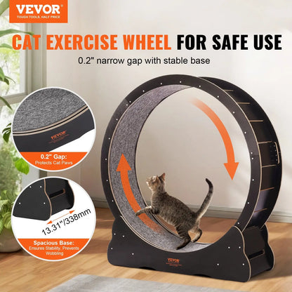 Cat Exercise Wheel 43.3 Inch Wooden Silent Treadmill
