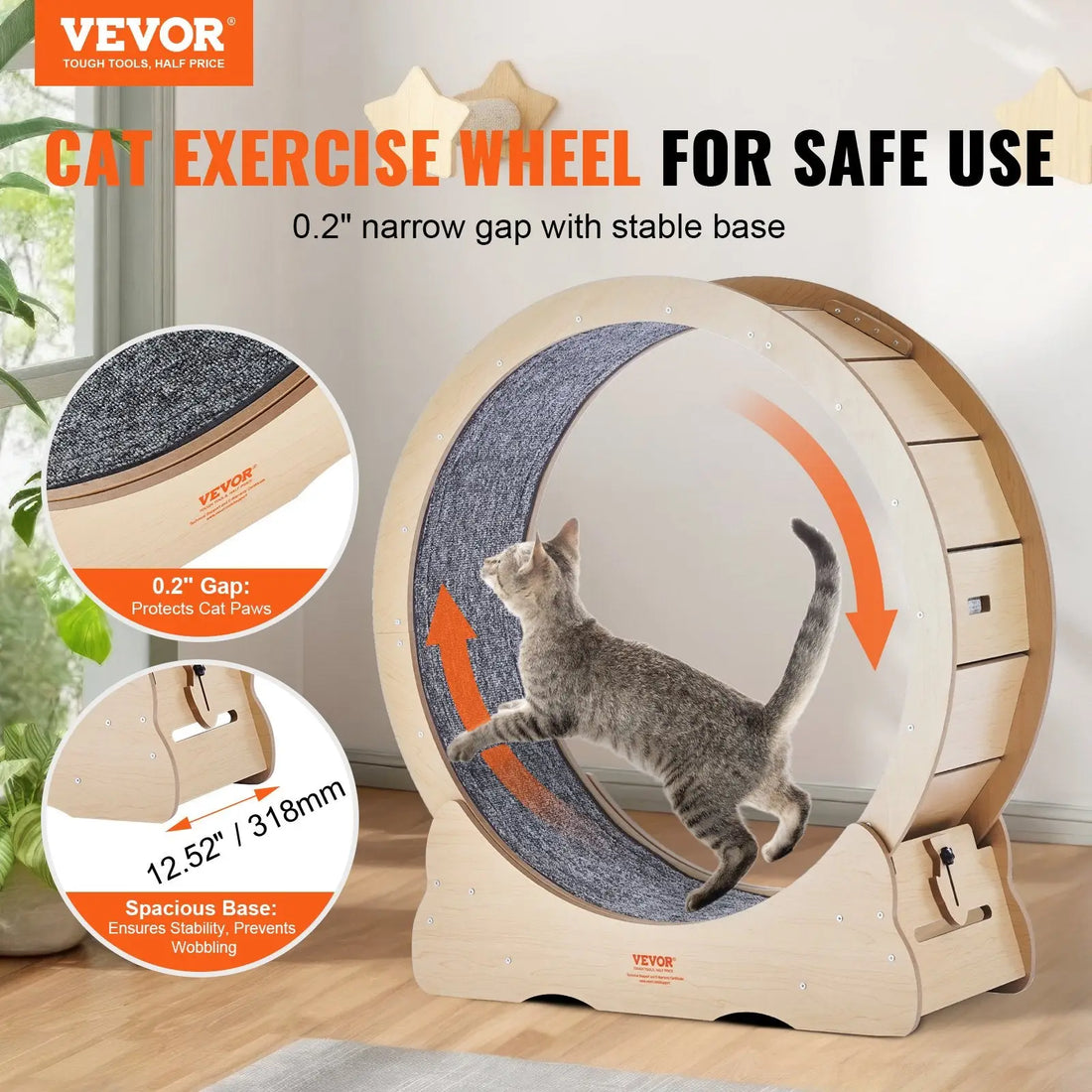 Cat Exercise Wheel Large Silent Wooden Treadmill 35.8in