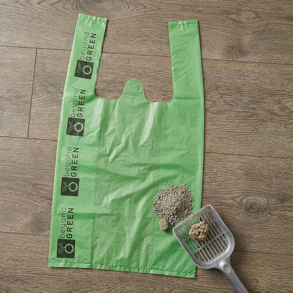 Cat Litter Bags – 8" x 16" with 5" Gusset &amp; Handles | Leak-Resistant | Made in USA | beyondGREEN