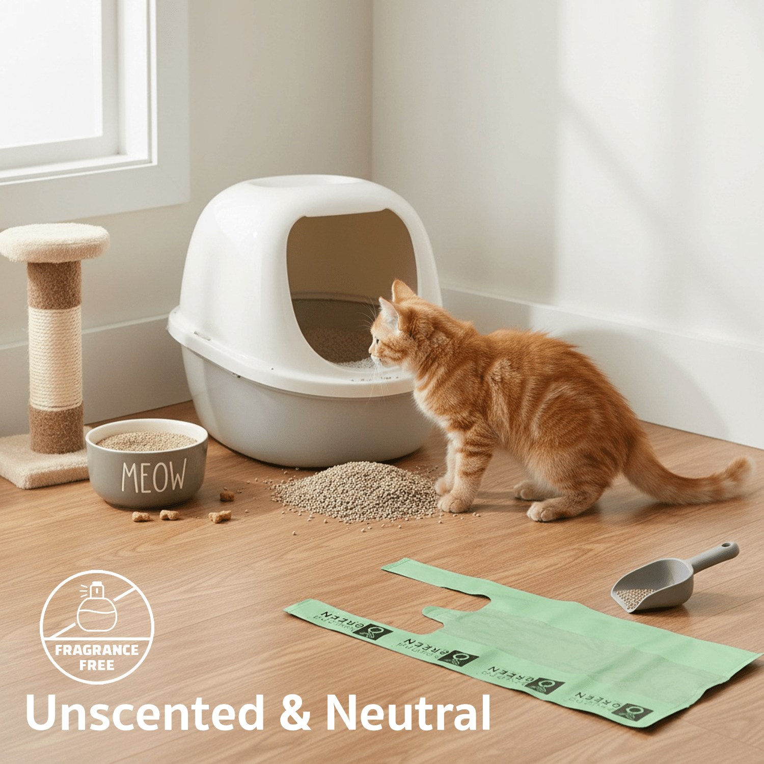 Cat Litter Bags – 8" x 16" with 5" Gusset &amp; Handles | Leak-Resistant | Made in USA | beyondGREEN