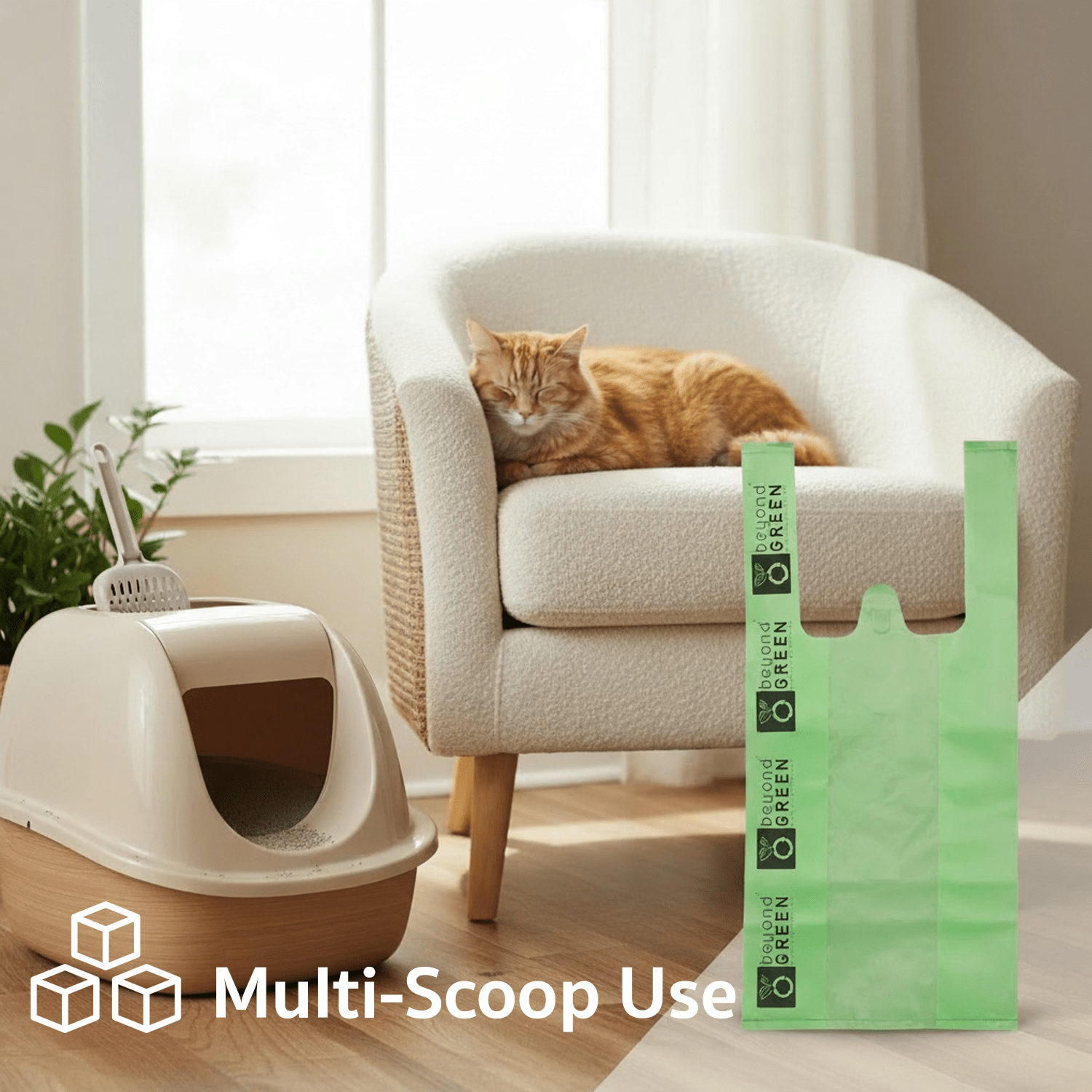 Cat Litter Bags – 8" x 16" with 5" Gusset &amp; Handles | Leak-Resistant | Made in USA | beyondGREEN