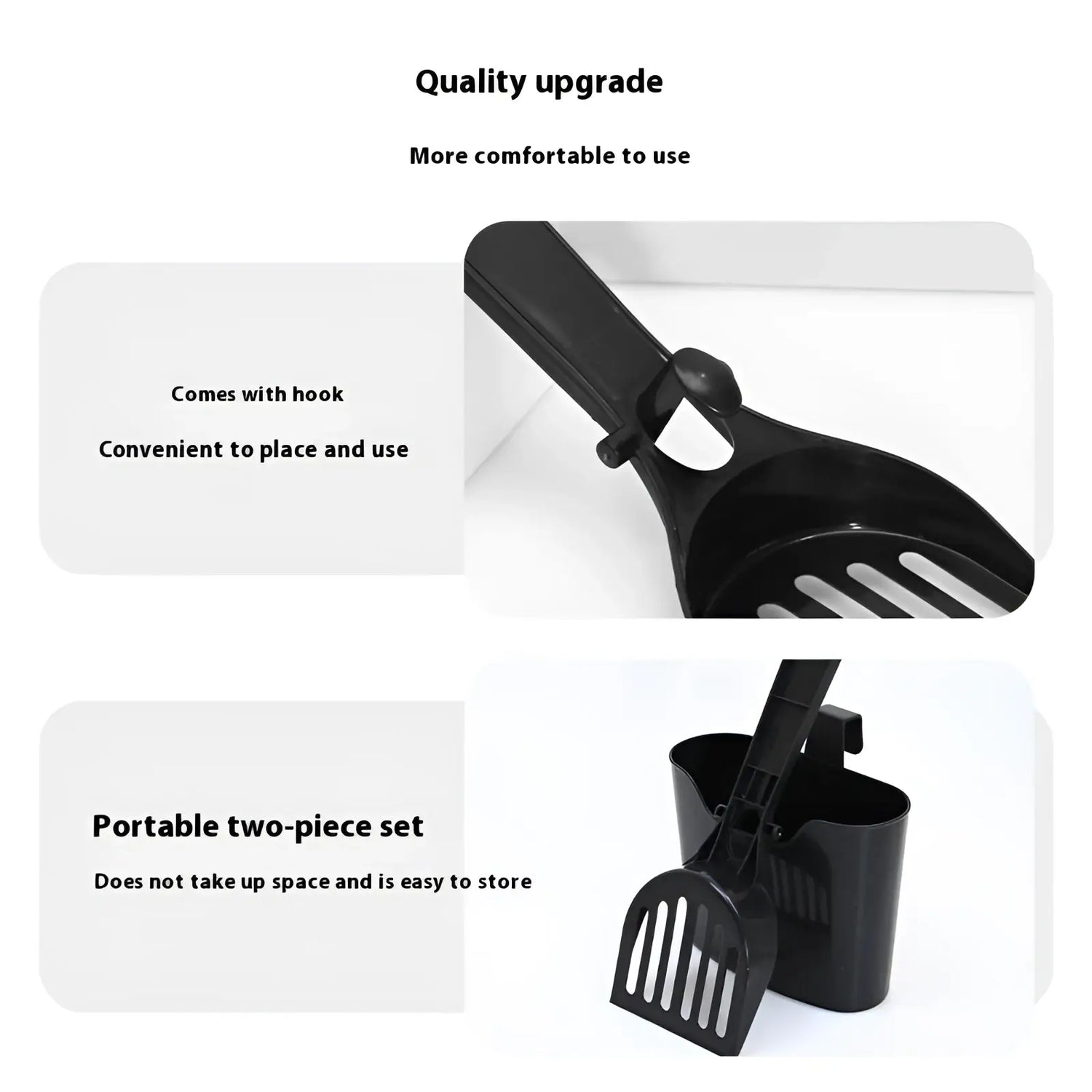 Cat Litter Scoop and Holder Set with Long Handle