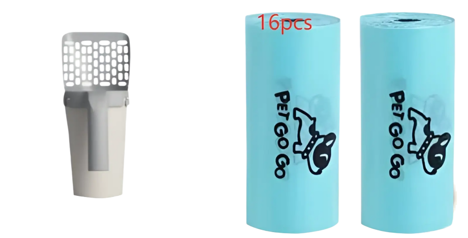 Cat Litter Scoop with Integrated Bag Dispenser