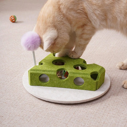 Cat Puzzle Toy with Spring Wand and Suction Cup Base