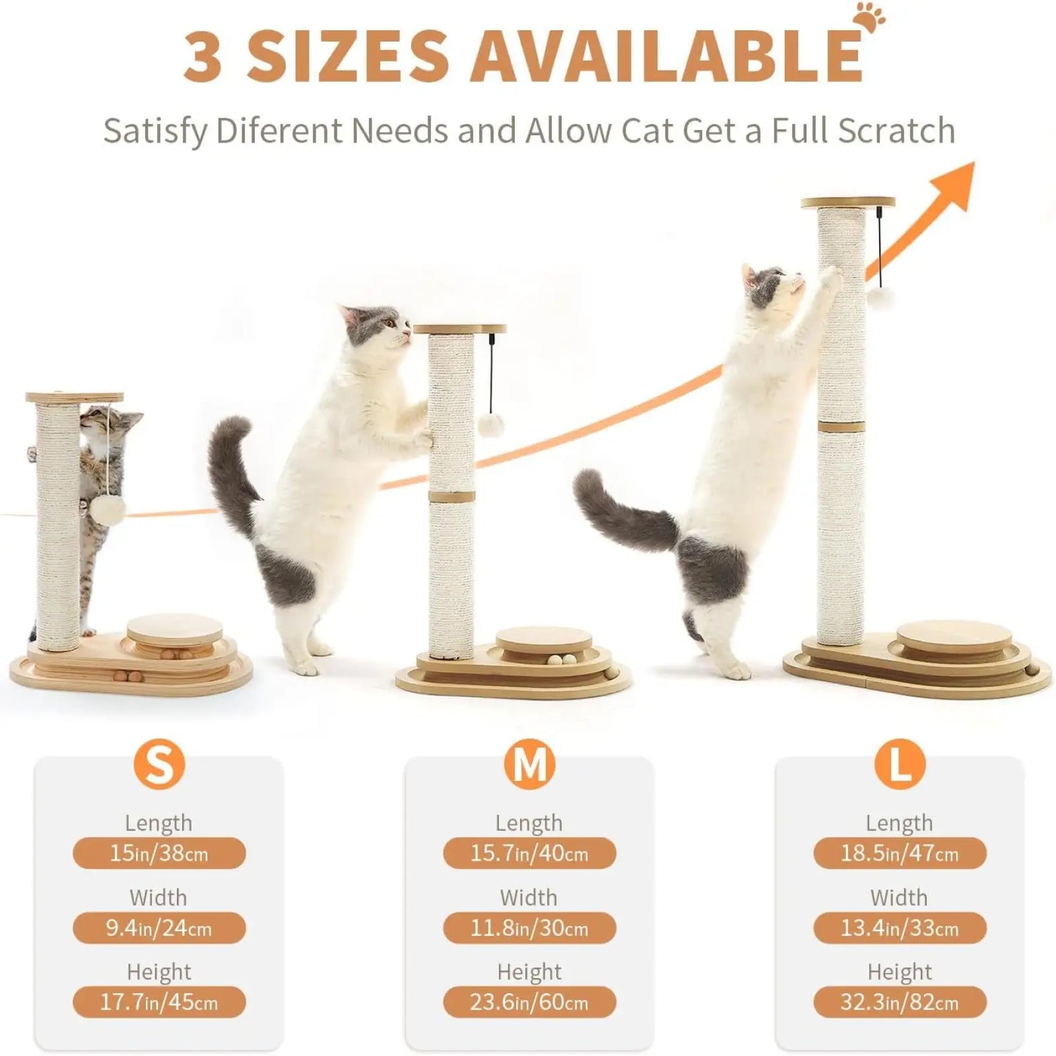Cat Scratching Post with 3 Tier Track Toy and Sisal Pole