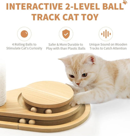 Cat Scratching Post with 3 Tier Track Toy and Sisal Pole