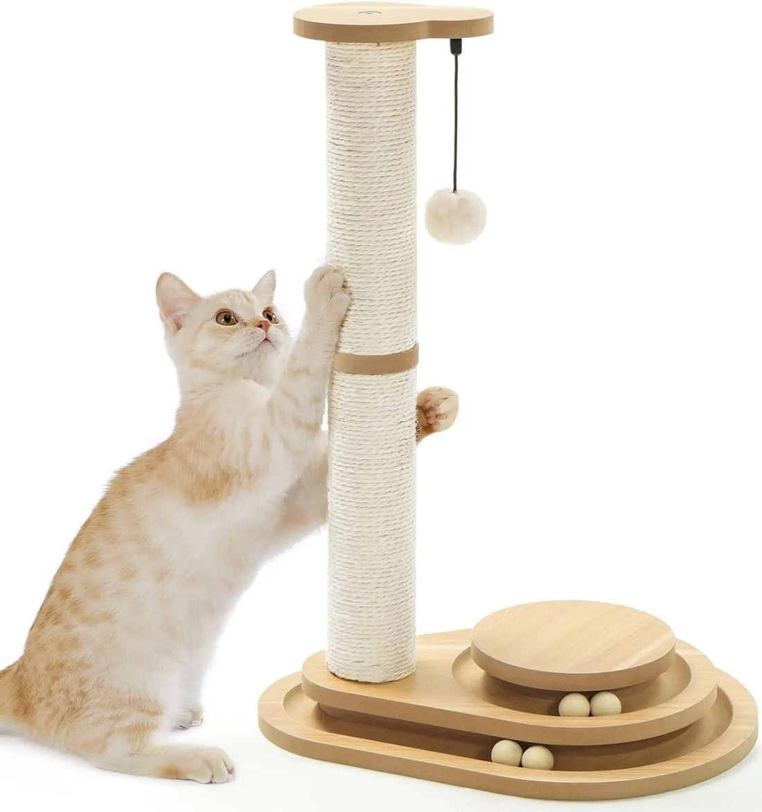 Cat Scratching Post with 3 Tier Track Toy and Sisal Pole