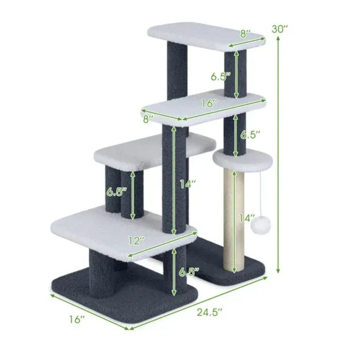 Cat Stairs with Sisal Scratching Post 4 Levels