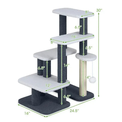 Cat Stairs with Sisal Scratching Post 4 Levels
