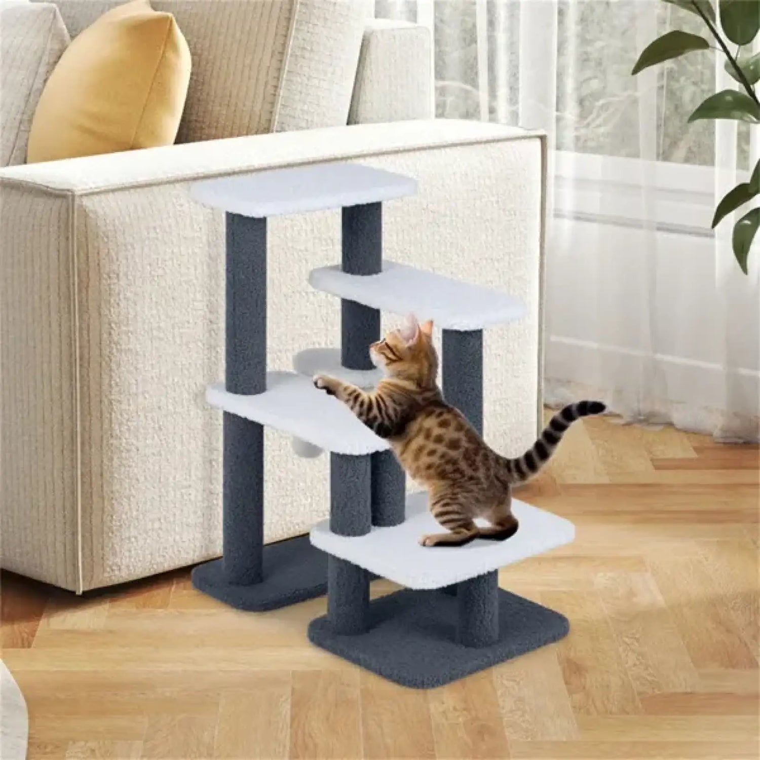 Cat Stairs with Sisal Scratching Post 4 Levels