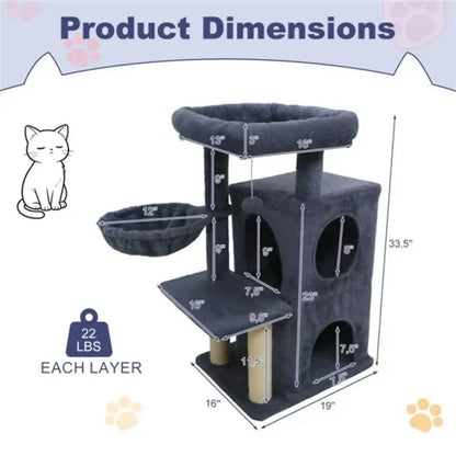 Cat Tree with 2 Tier Condo and Scratching Posts