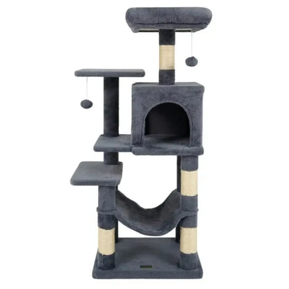 Cat Tree 44 Inch Multi Level Condo with Hammock Gray