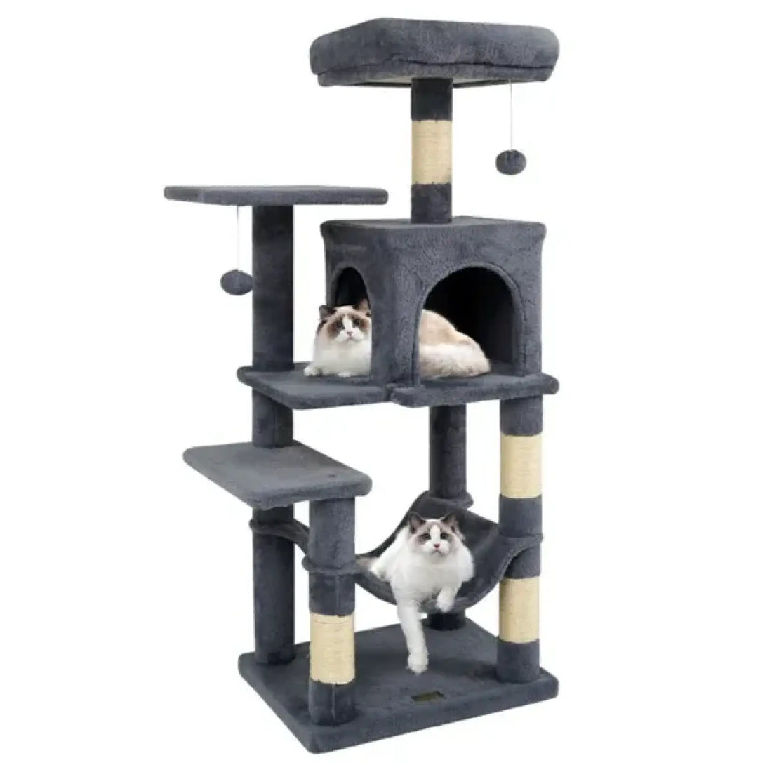 Cat Tree 44 Inch Multi Level Condo with Hammock Gray