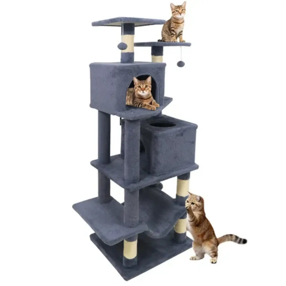 Cat Tree 57 Inch Multi Level Tower with Sisal Posts Gray