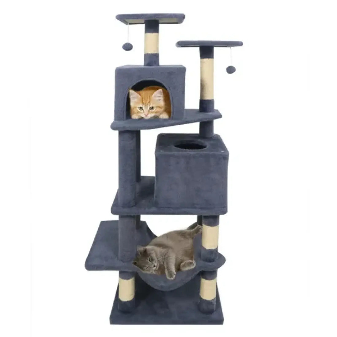 Cat Tree 57 Inch Multi Level Tower with Sisal Posts Gray