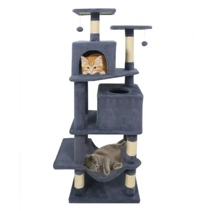 Cat Tree 57 Inch Multi Level Tower with Sisal Posts Gray