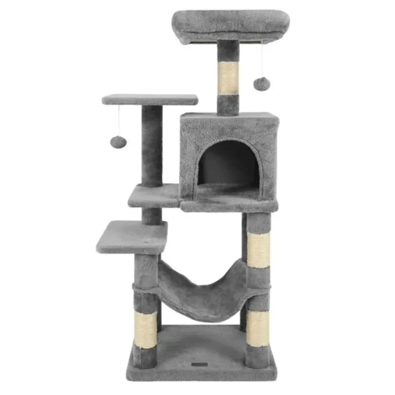 Cat Tree with Condo and Hammock 44 Inch Light Gray